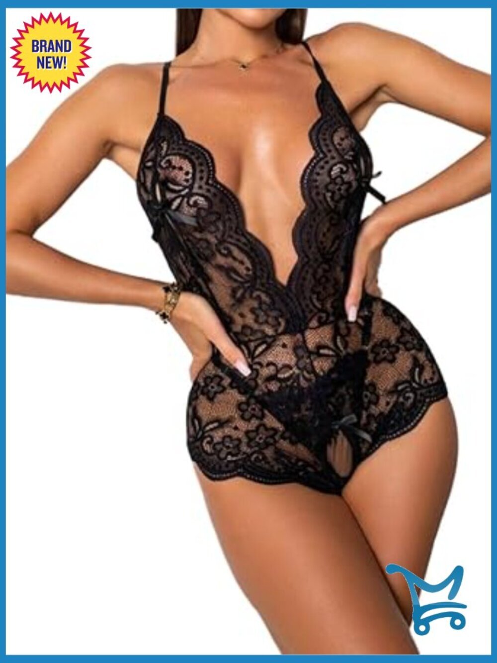 Lace Bodysuit Plunging Backless Thong Lingerie Seamless Floral Sheer